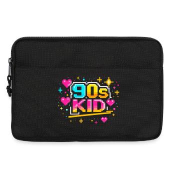 90s Pixelkid Neon Retro - Laptop bag 13" - black - Front