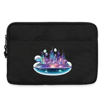 Neon-Raumstadt Skyline - Laptoptasche 13" - Schwarz - Vorne