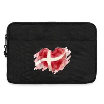 Denmark Heart Watercolor Painting - Laptop bag 13" - black - Front