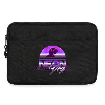 Chien néon vintage rétro cool avec des yeux laser - Sacoche pour ordinateur portable 13 pouces - noir - Devant