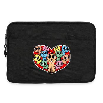 Katzen herz Liebe - Laptoptasche 13" - Schwarz - Vorne
