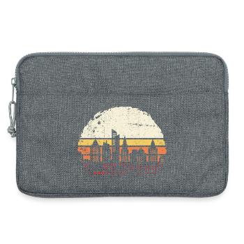 Retro Sunset City Silhouette - Laptop bag 13" - heather grey - Front