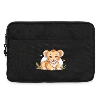 Lion cub with butterflies - Laptop bag 13" - black - Front