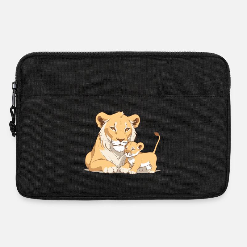 Löwenmama mit Kind - Laptoptasche 13" - Schwarz