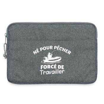 Humorous Forced Work Fisherman Tee - Laptop bag 13" - heather grey - Front