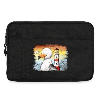 Möwe Urlaub Meer Leuchtturm Sonnenuntergang - Laptoptasche 13" - Schwarz - Vorne