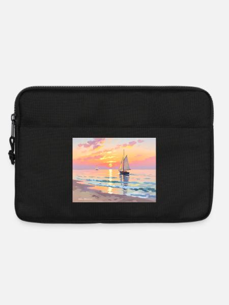 Nautischer Sonnenuntergang am Strand - Laptoptasche 13" - Schwarz