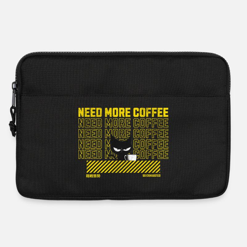 Schwarze Katze mit Kaffeetasse Illustration - Laptoptasche 13" - Schwarz