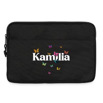 Schöner Mädchenname mit Schmetterlingen KAMILIA - Laptoptasche 13" - Schwarz - Vorne