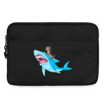 T-shirt teckel Riding Shark - Sacoche pour ordinateur portable 13 pouces - noir - Devant