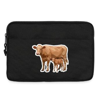 Cow and Calf – Polygon Art in Modern Style - Laptop bag 13" - black - Front