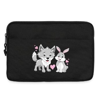 Bébé loup heureux et mignon lapin souriant - Sacoche pour ordinateur portable 13 pouces - noir - Devant