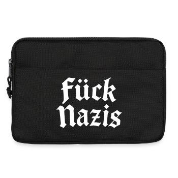 Merde aux nazis | Motif typographique antifasciste - Sacoche pour ordinateur portable 13 pouces - noir - Devant