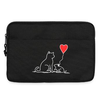 Cat and Mouse with Heart Balloon - Laptop bag 13" - black - Front