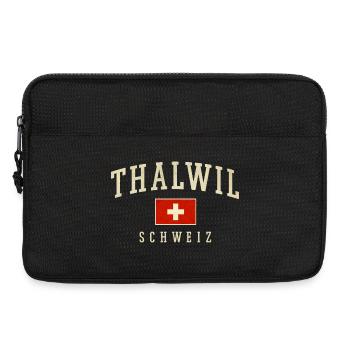 Motif du drapeau de Thalwil en Suisse - Sacoche pour ordinateur portable 13 pouces - noir - Devant