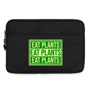 Eat Plants Funny Vegan Vegetarian Statement Logo - Laptop bag 13" - black - Front