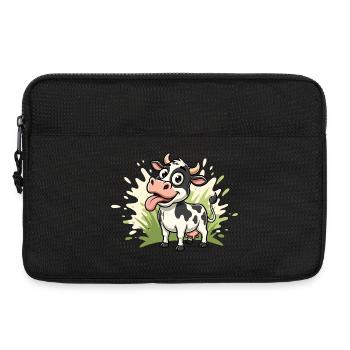 Cow cartoon on grass - Laptop bag 13" - black - Front