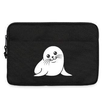 Baby Robbe Silhouette niedliches Tiermotiv - Laptoptasche 13" - Schwarz - Vorne