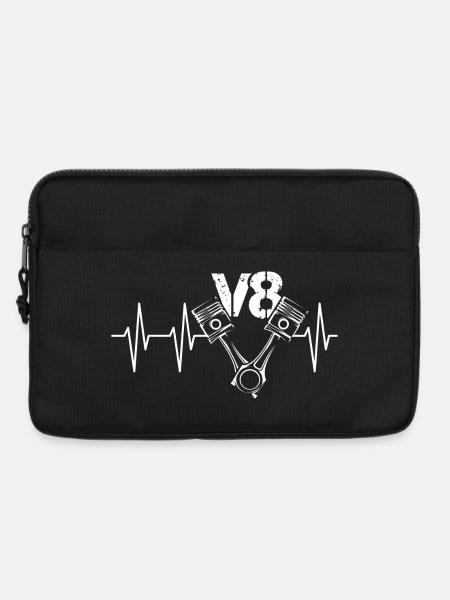 v8 Motor Symbol Herzschlag Puls Kolben Racing icon - Laptoptasche 13" - Schwarz
