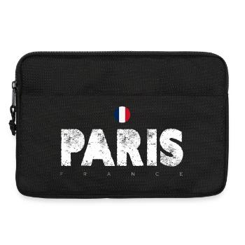 Paris Distressed Glyphs with French Flag - Laptop bag 13" - black - Front