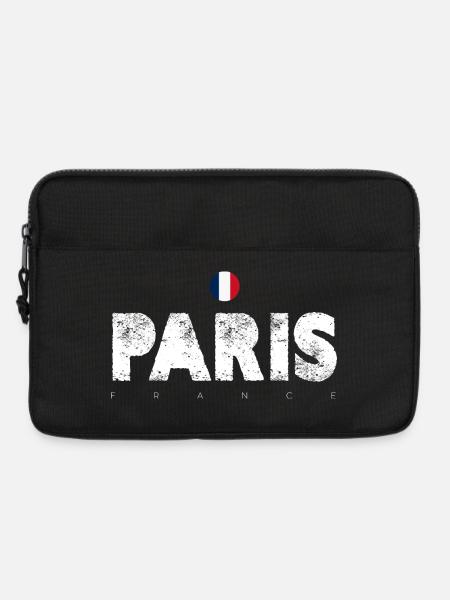 Paris Distressed Glyphen mit französischer Flagge - Laptoptasche 13" - Schwarz
