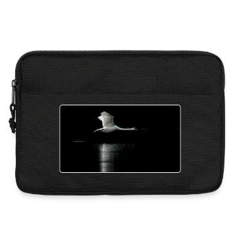 Motif photo cygne en vol sombre - Sacoche pour ordinateur portable 13 pouces - noir - Devant