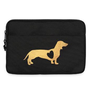 Coeur Teckel Or Chien Amour Fan Walkie Wauwau Amour - Sacoche pour ordinateur portable 13 pouces - noir - Devant