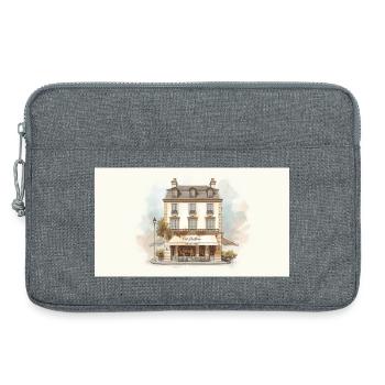 Façade Café Parisien Watercolor - Sacoche pour ordinateur portable 13 pouces - gris chiné - Devant