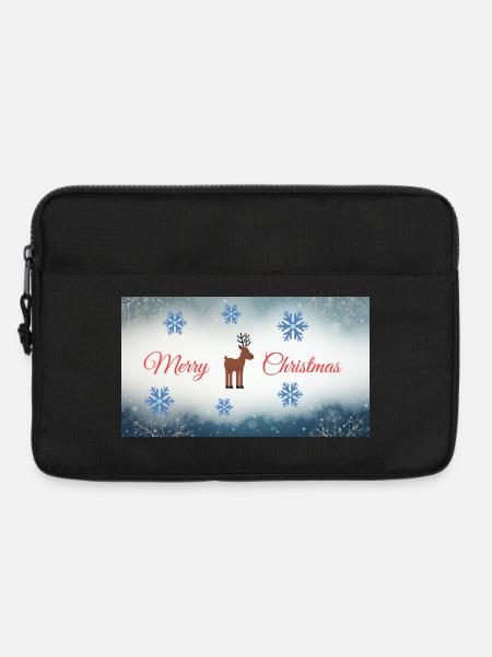 Merry Christmas Deer Motif with Snowflakes - Laptop bag 13" - black