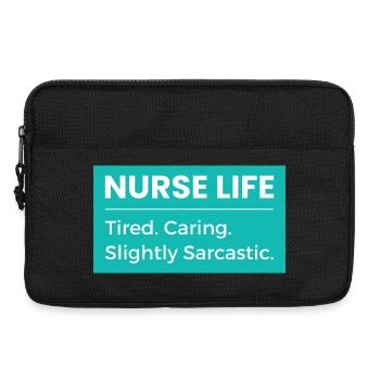 T-shirt Infirmière – Drôle de vie d’infirmière Healthcare Hum - Sacoche pour ordinateur portable 13 pouces - noir - Devant
