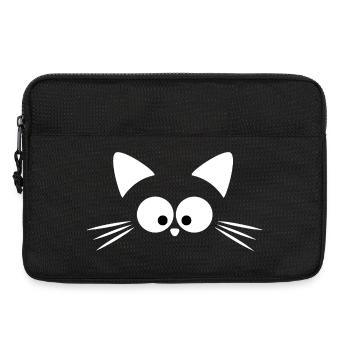 Cute White Cat | Kawaii Minimal T-Shirt - Laptop bag 13" - black - Front