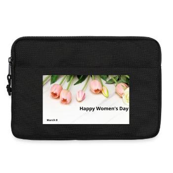 Frohen Frauentag Pink Tulips - Laptoptasche 13" - Schwarz - Vorne