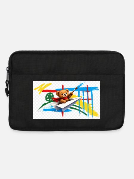 Teddy bear flying paper airplane - Laptop bag 13" - black