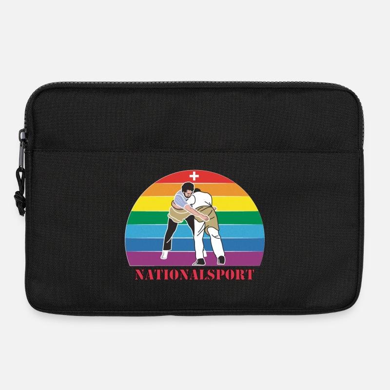 Schweizer Schwinger Schwingen im Vintage  Design - Laptoptasche 13" - Schwarz