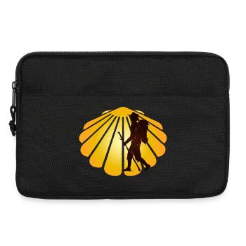 Ein Pilger auf einem Pilgerweg mit Jakobsmuschel - Laptoptasche 13" - Schwarz - Vorne