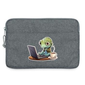 Gecko Home Office Kaffee Laptop Lustig Shirt - Laptoptasche 13" - Grau meliert - Vorne