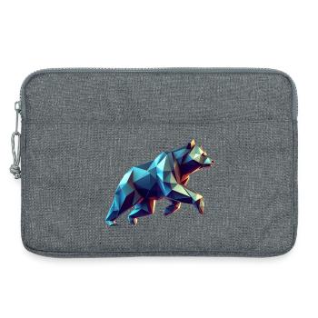 ours origami géométrique 3d - Sacoche pour ordinateur portable 13 pouces - gris chiné - Devant