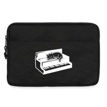 Pianist Klavier und Katze - Laptoptasche 13" - Schwarz - Vorne