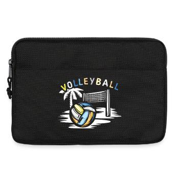 Volley-ball sur la plage - Symbole des équipes de beach-volley - Sacoche pour ordinateur portable 13 pouces - noir - Devant