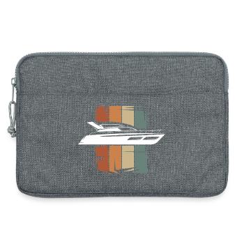 Illustration de yacht vintage - Lac de sports nautiques rétro - Sacoche pour ordinateur portable 13 pouces - gris chiné - Devant