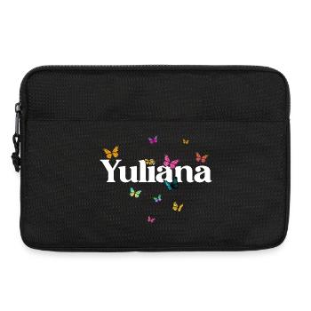 Schöner Mädchenname mit Schmetterlingen YULIANA - Laptoptasche 13" - Schwarz - Vorne