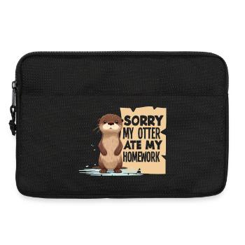 Sea Otter Cartoon Ate My Homework - Laptop bag 13" - black - Front