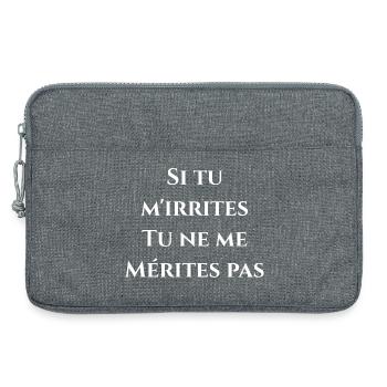 IF YOU IRRITATE ME, YOU DON'T DESERVE ME! (Love) - Laptop bag 13" - heather grey - Front