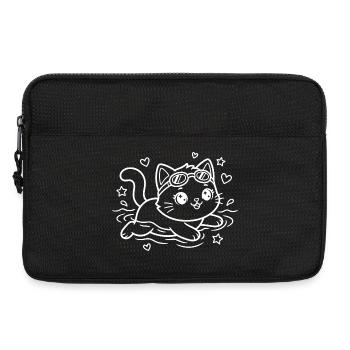 Schwimmen Kawaii Katze - Laptoptasche 13" - Schwarz - Vorne