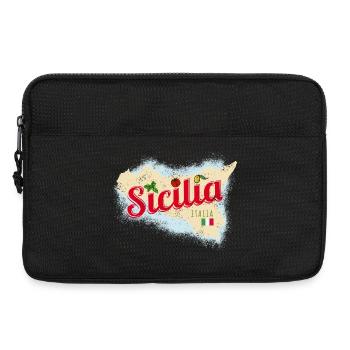 Sizilien Italien Vintage Insel Souvenir mit Fahne - Laptoptasche 13" - Schwarz - Vorne