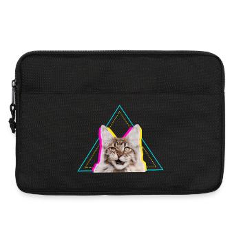 Neon Retro Cat Geometric Triangle Art - Laptop bag 13" - black - Front