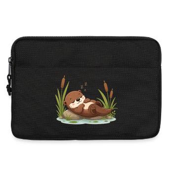 Motif d’animal mignon de la loutre dormant à l’étang - Sacoche pour ordinateur portable 13 pouces - noir - Devant