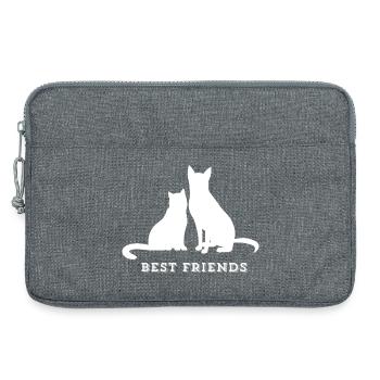 BEST FRIENDS – Katze & Hund Liebe - Laptoptasche 13" - Grau meliert - Vorne