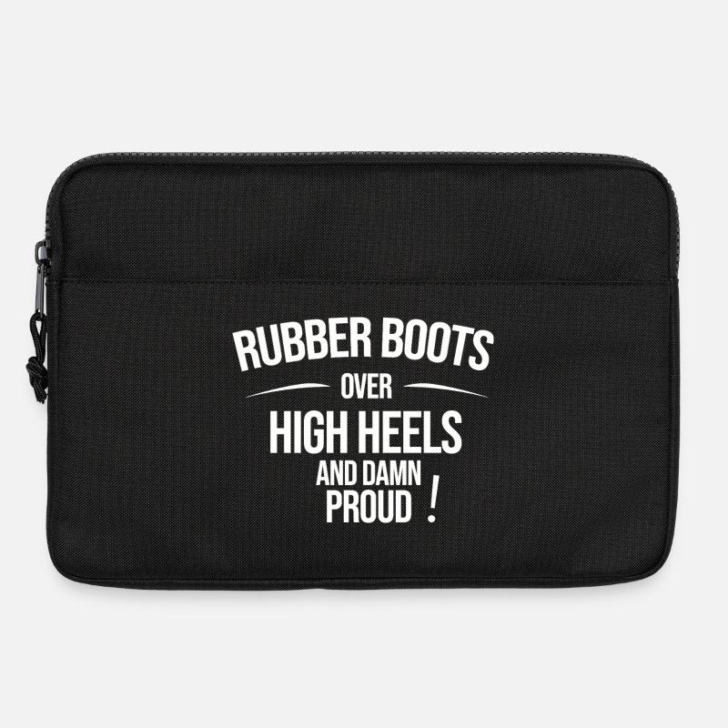Rubber Boots over High Heels – Dorfkind Statement - Laptoptasche 13" - Schwarz