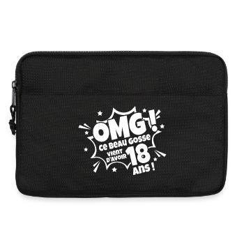 Anniversaire 18 ans Cadeau humour personnalisé - Sacoche pour ordinateur portable 13 pouces - noir - Devant